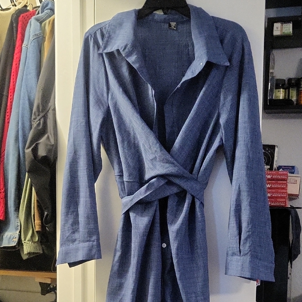 Elegant Blue Wrap Dress